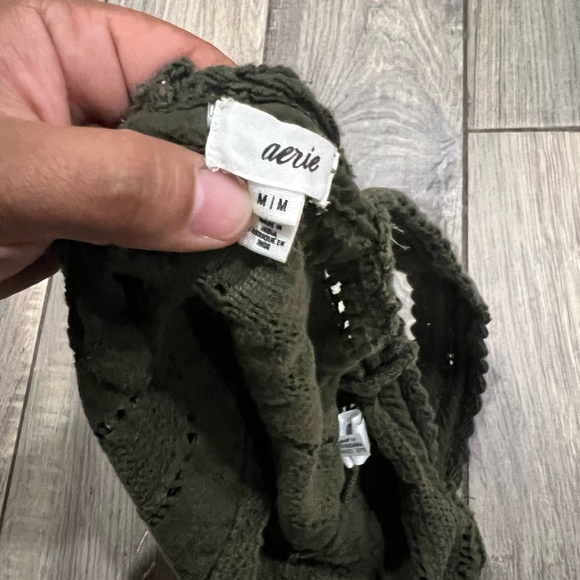 Aerie Dark Green Crocheted Top Boho EUC Size M Spring Concert Top - Picture 2 of 2